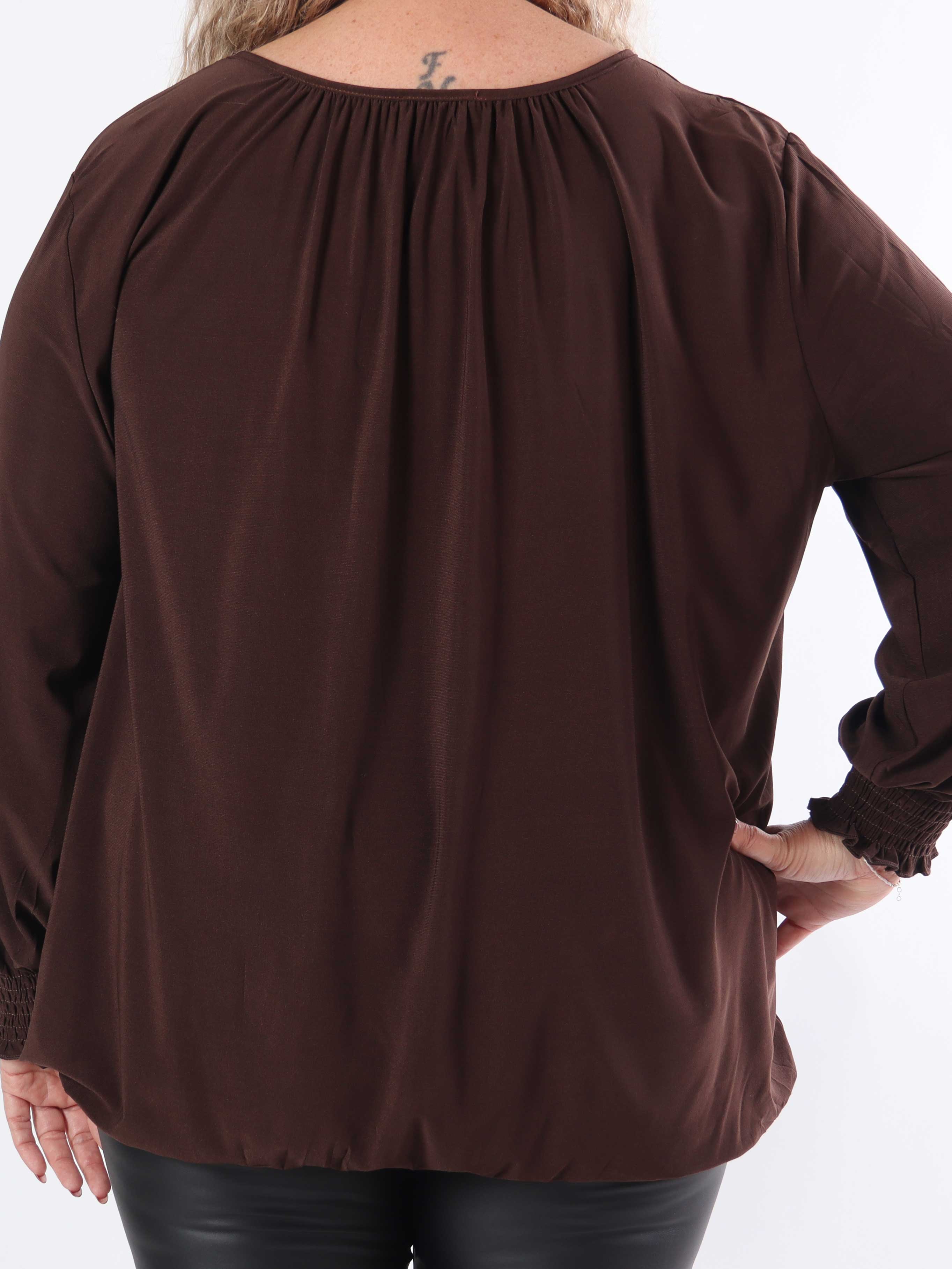 Miracle Plain L/S - Elastisk plus size bluse med lange ærmer